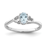 Sterling Silver Rhodium-Plated Aquamarine Ring, 2 mm - QBR15MAR