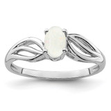 Sterling Silver Rhodium-Plated Lab-Created Opal Ring, 2 mm - QBR17OCT