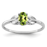 Sterling Silver Rhodium-Plated Peridot Ring, 2 mm, 2 mm Wide, 7 mm Top Length, 5 mm Top Width, Polished