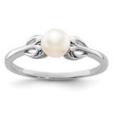 Sterling Silver Rhodium-Plated Cultured Freshwater Pearl Ring, 2 mm, 2 mm Wide, 7 mm Top Length, 7 mm Top Width, Polished