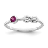 Sterling Silver Rhodium-Plated Polished Circle Rhodolite Garnet Infinity Ring