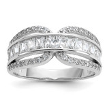 Cheryl M Sterling Silver Rhodium-Plated Polished Fancy Cubic Zirconia Ring