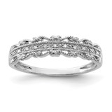 Sterling Silver Rhodium-Plated 0.033ct Diamond Wedding Band, 2 mm