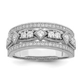 Brilliant Embers Sterling Silver Rhodium-Plated 59 Stone Micro Pavé Cubic Zirconia Polished Ring, 7 mm