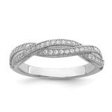 Brilliant Embers Sterling Silver Rhodium-Plated 48 Stone Criss Cross Micro Pavé Cubic Zirconia Polished Ring, 4 mm