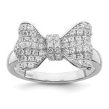 Brilliant Embers Sterling Silver Rhodium-Plated 71 Stone Micro Pavé Cubic Zirconia Bow Ring, 10 mm