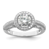 Brilliant Embers Sterling Silver Rhodium-Plated 81 Stone Halo Micro Pavé Cubic Zirconia Ring, 11 mm