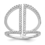 Brilliant Embers Sterling Silver Rhodium-Plated 62 Stone Micro Pavé Cubic Zirconia Ring