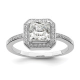 Brilliant Embers Sterling Silver Rhodium-Plated 37 Stone Halo Micro Pavé Cubic Zirconia Ring, 2 mm