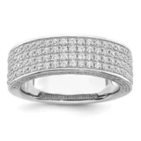 Brilliant Embers Sterling Silver Rhodium-Plated 142 Stone Micro Pavé Cubic Zirconia Ring, 6 mm
