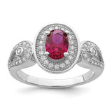 Brilliant Embers Sterling Silver Rhodium-Plated 57 Stone Micro Pavé White and Red Cubic Zirconia Ring, 11 mm