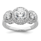 Brilliant Embers Sterling Silver Rhodium-Plated 50 Stone Micro Pavé Cubic Zirconia Ring, 9 mm