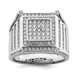 Brilliant Embers Sterling Silver Rhodium-Plated 109 Stone Micro Pavé Cubic Zirconia Men'S Ring, 16 mm