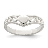 Sterling Silver Heart Ring, 6 mm