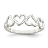Sterling Silver Diamond-Cut Heart Ring, 2 mm