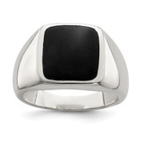 Sterling Silver Lab-Created Onyx Ring, 5 mm