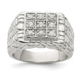 Sterling Silver Rhodium-Plated Men'S Cubic Zirconia Ring, 3.5 mm