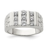 Sterling Silver Rhodium-Plated Men'S Cubic Zirconia Ring, 3.75 mm