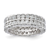 Sterling Silver Cubic Zirconia Double Band Ring, 7 mm
