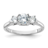 Sterling Silver Rhodium-Plated Three Cubic Zirconia Ring, 2 mm