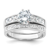 Sterling Silver Rhodium-Plated Cubic Zirconia 2 Piece Wedding Ring Set