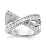 Sterling Silver Cubic Zirconia X Ring, 4.25 mm