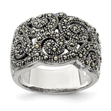 Sterling Silver Marcasite Ring, 6 mm