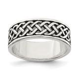Sterling Silver Weave Design Ring, 7 mm