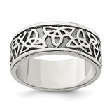 Sterling Silver Antiqued Celtic Knot Ring, 9 mm