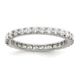 Sterling Silver Rhodium-Plated Cubic Zirconia Ring, 2 mm, Polished, Round, 2 mm Wide