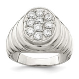 Sterling Silver Rhodium-Plated Men'S Cubic Zirconia Cluster Ring, 3.5 mm