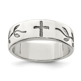 Sterling Silver Antique Cross Design Ring, 8 mm