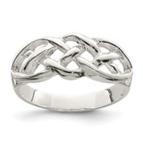 Sterling Silver Polished Woven Celtic Pattern Top Ring, 2 mm
