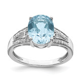 Sterling Silver Rhodium-Plated 0.11ct Diamond & Sky Blue Topaz Ring, 2 mm