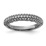 Ruthenium-Plated Sterling Silver Pavé Ruthenium-Plated 61 Stone Cubic Zirconia Ring, 4 mm