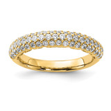 Sterling Silver Pavé Gold-Tone 61 Stone Cubic Zirconia Ring, 4 mm