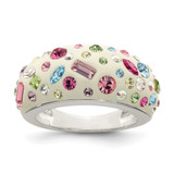 Sterling Silver Stellux Crystal Multi-Color White Ring, 5 mm