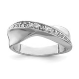 Sterling Silver Rhodium-Plated Cubic Zirconia Ring, 2 mm