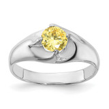 Sterling Silver Yellow Round Cubic Zirconia Ring