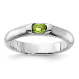 Sterling Silver Lime Green Oval Cubic Zirconia Half Bezel Ring, 3.9 mm