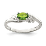 Sterling Silver Lime Green Oval Cubic Zirconia Ring, 2 mm