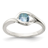 Sterling Silver Blue Glass Ring, 2 mm