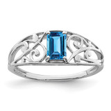 Sterling Silver Rhodium-Plated Sky Blue Topaz Ring, 2 mm - QR4503BT