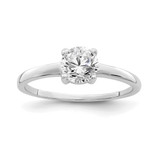 Sterling Silver Rhodium-Plated Solitaire Round Cubic Zirconia Ring, 2 mm