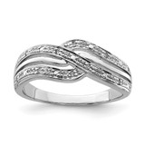 Sterling Silver Rhodium-Plated 0.05ct Diamond Ring - QR4846