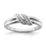 Sterling Silver Rhodium-Plated 0.066ctw Diamond Ring, 2 mm