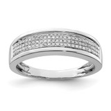 Sterling Silver Rhodium-Plated 0.243ct Diamond. Men'S Band Ring