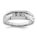 Sterling Silver Rhodium-Plated 0.045ct Diamond Men'S Ring