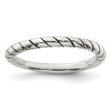 Sterling Silver Stackable Twist Ring, 2 mm