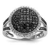 White Night Sterling Silver Rhodium-Plated Black and White 0.635ct Diamond Round Ring, 2 mm